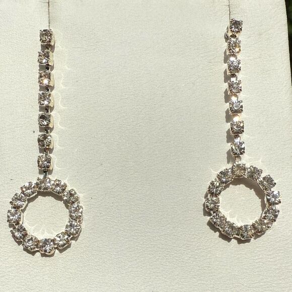 Sparkly Rhinestone Drop Circle Earrings – Elegant Statement Jewelry - Picture 13 of 17